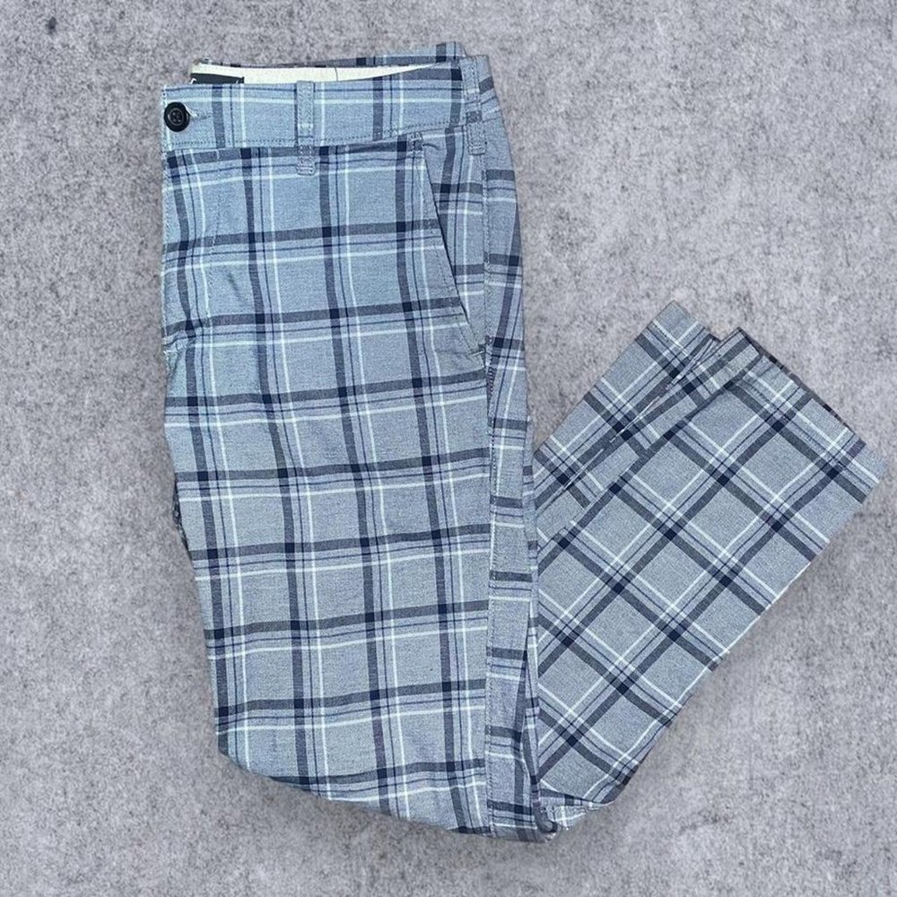 Blue and Grey Plaid Hollister Chinos